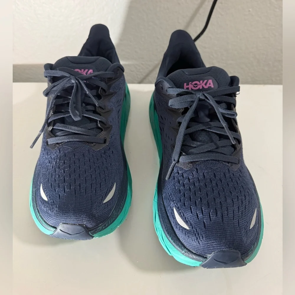 Hoka Dark Blue and Aqua Running Shoes - Picture 3 of 7